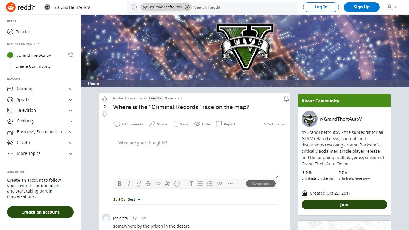 Where is the "Criminal Records" race on the map? : GrandTheftAutoV